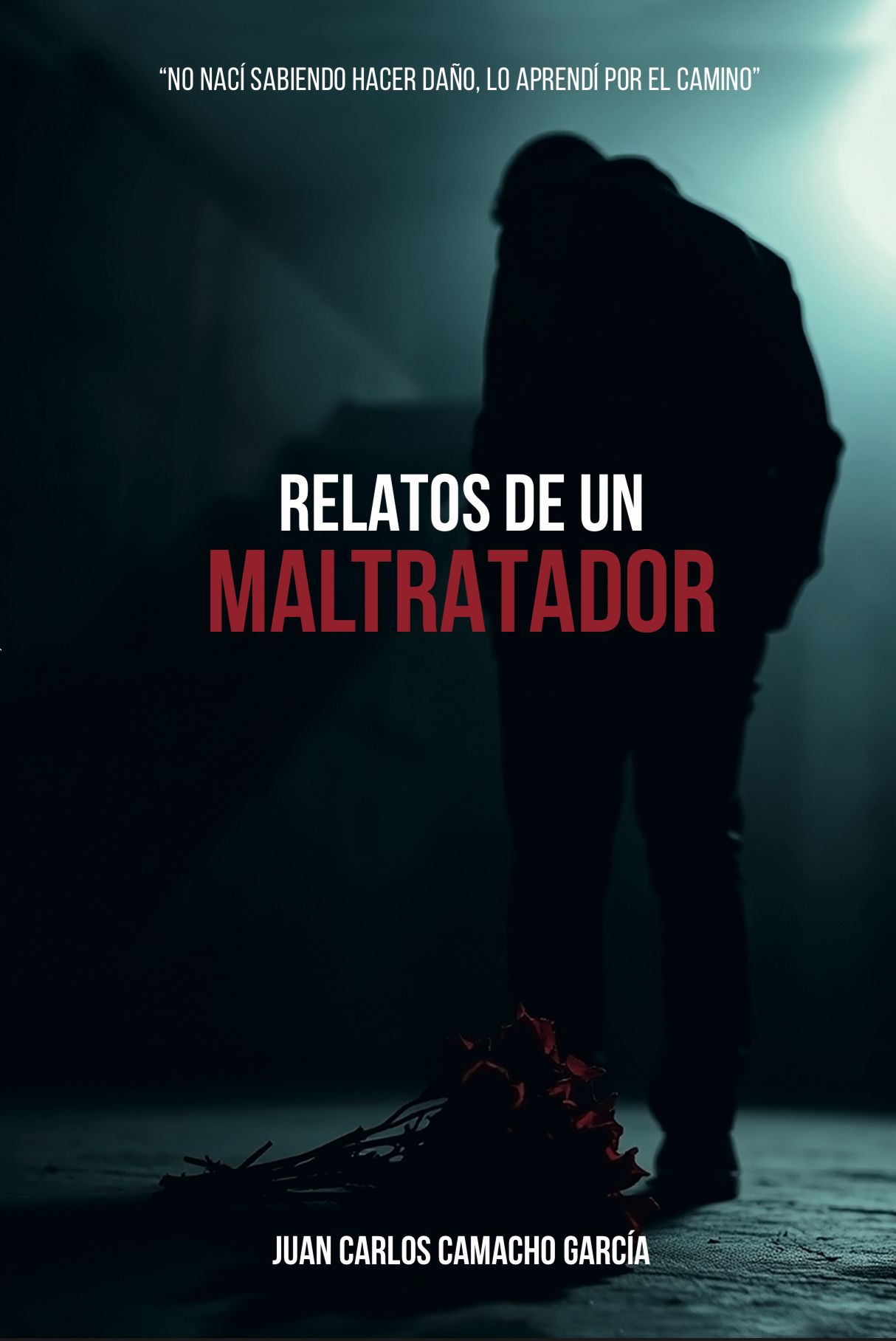 Portada del libro Relatos de un Maltratador con rosas marchitas